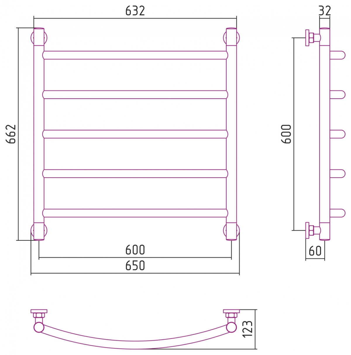 Водяной полотенцесушитель Сунержа Галант+ 600x600
