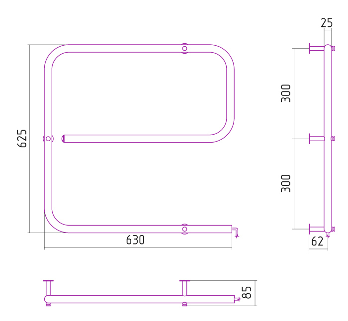Полотенцесушитель электрический Стилье ЭПС "G" 600x600 (60 Вт)