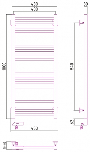 Полотенцесушитель электрический Сунержа Модус 2.0 1000x400